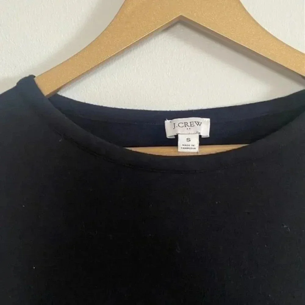 J Crew Black Top with Gingham Ruffle